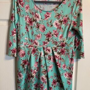 Floral Print Maternity Top with 3/4 Sleeves